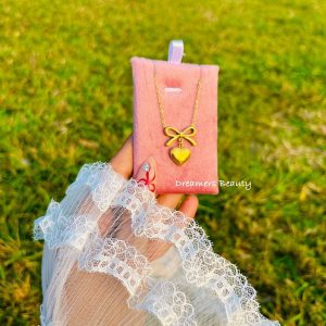 golden bow peach heart